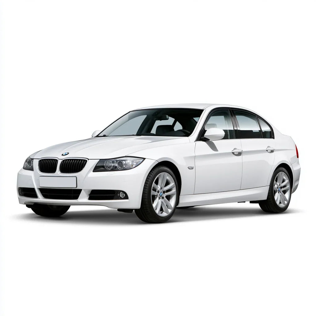 White BMW 3 Series E90 saloon